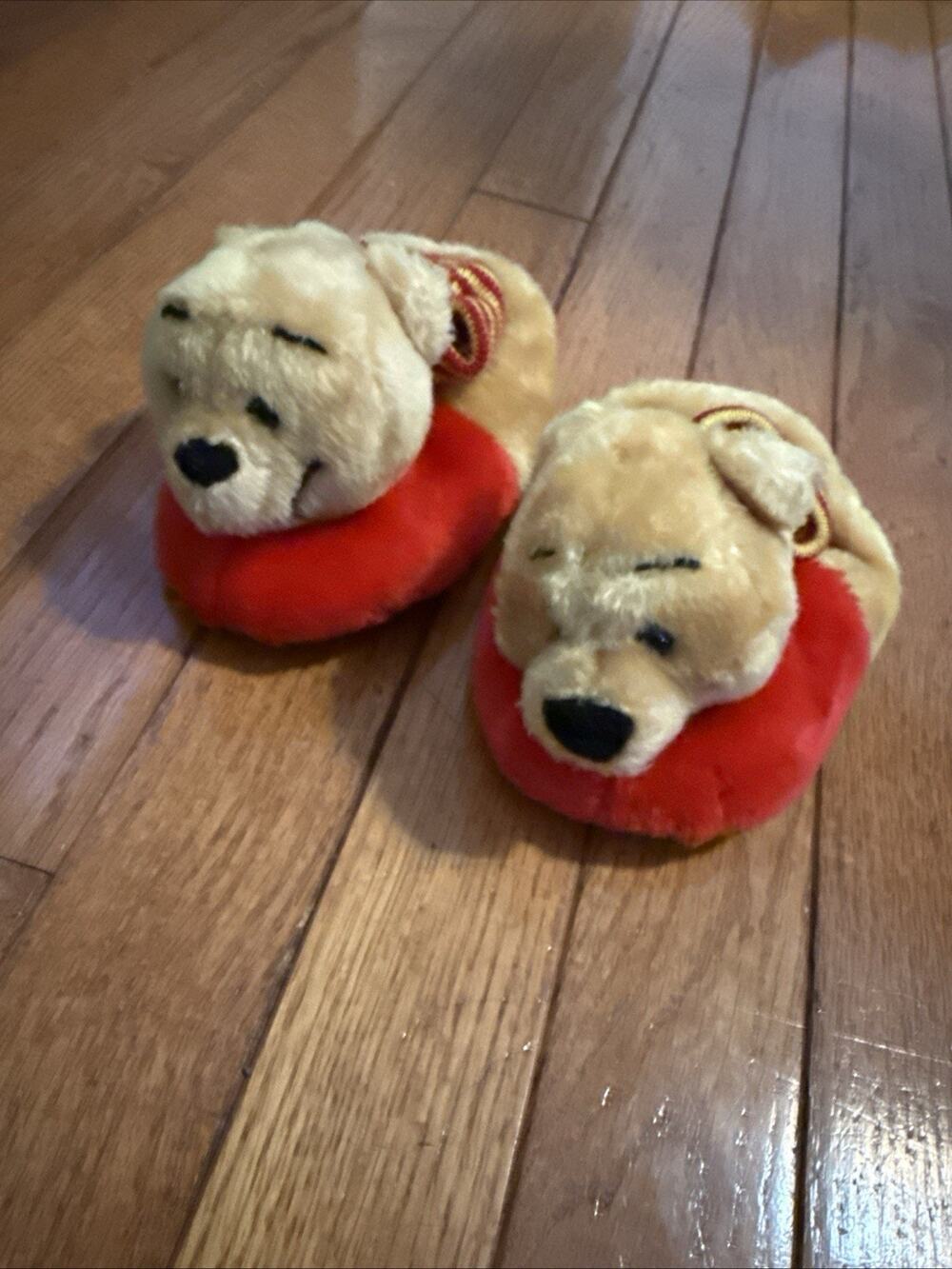 Vintage Disney Winnie the Pooh Children's Plush House Slippers Size 3-4